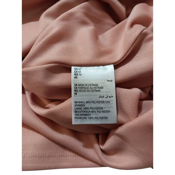 NEW‎ JM COLLECTION Dressy Blouse Tunic Top Medium Peachy Pink Shiny Stretchy - Picture 6 of 9